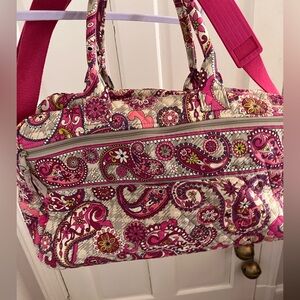 Vera Bradley Pink and Cream Paisley Travel and Makeup Bag